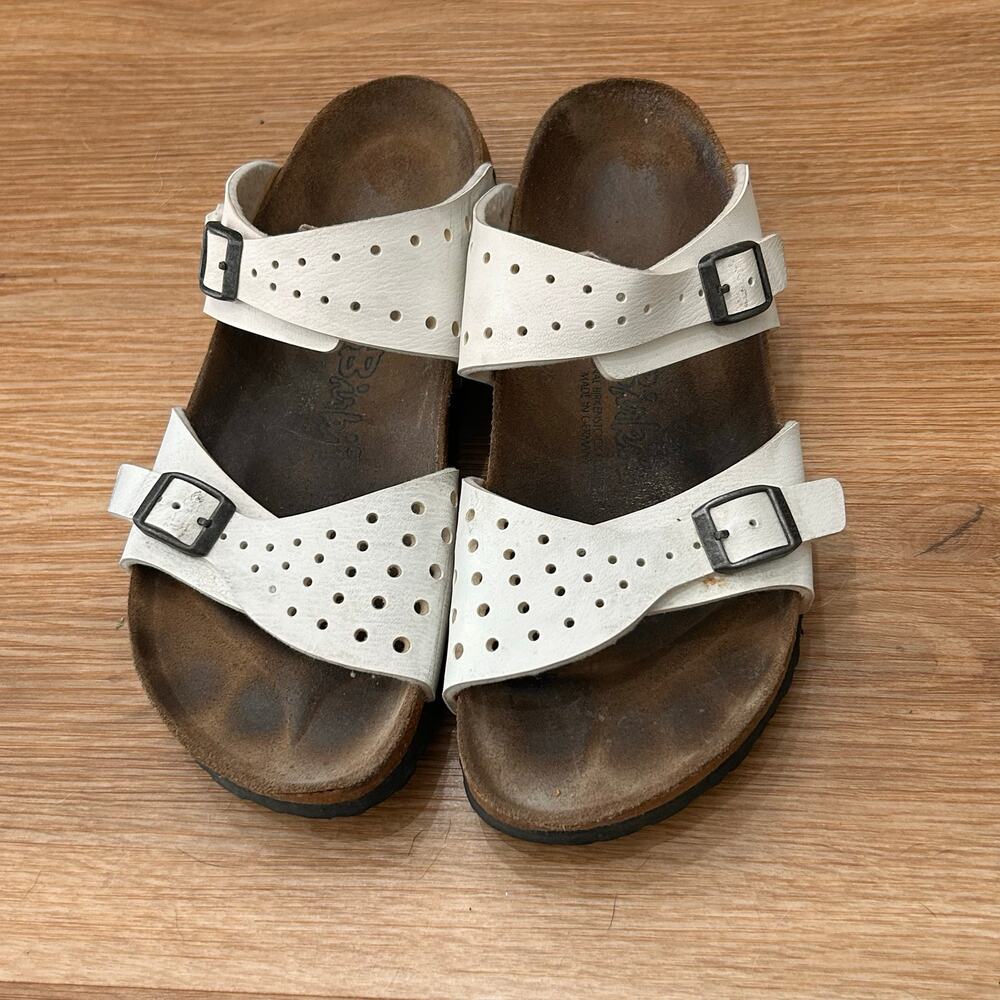Birki’s by Birkenstock White Leather Double Strap Sandals EU 38 US 7 -
